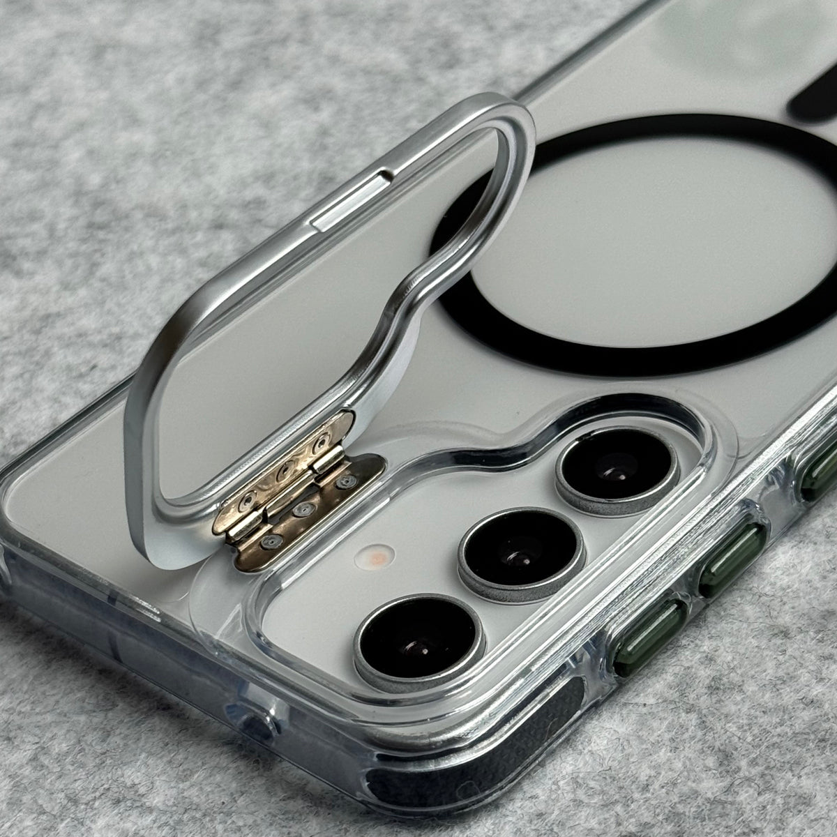 Samsung Galaxy S25 Transparent MagSafe Cover With Metal Camera Bump Kick Stand