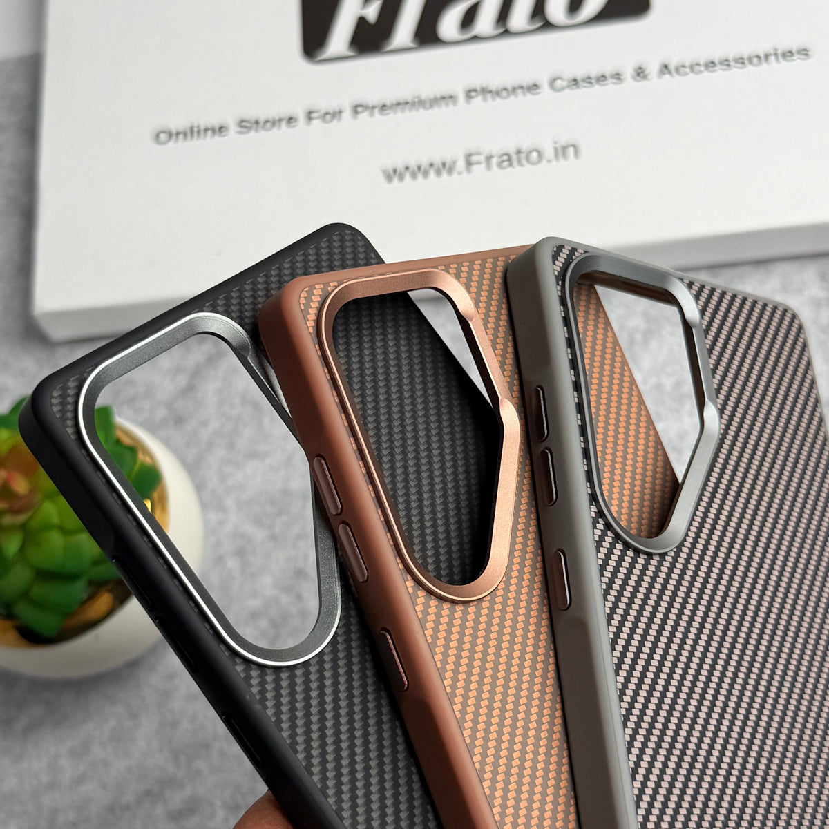 Samsung Galaxy S Series Metal Camera Ring Carbon Fiber Design MagSafe Cover