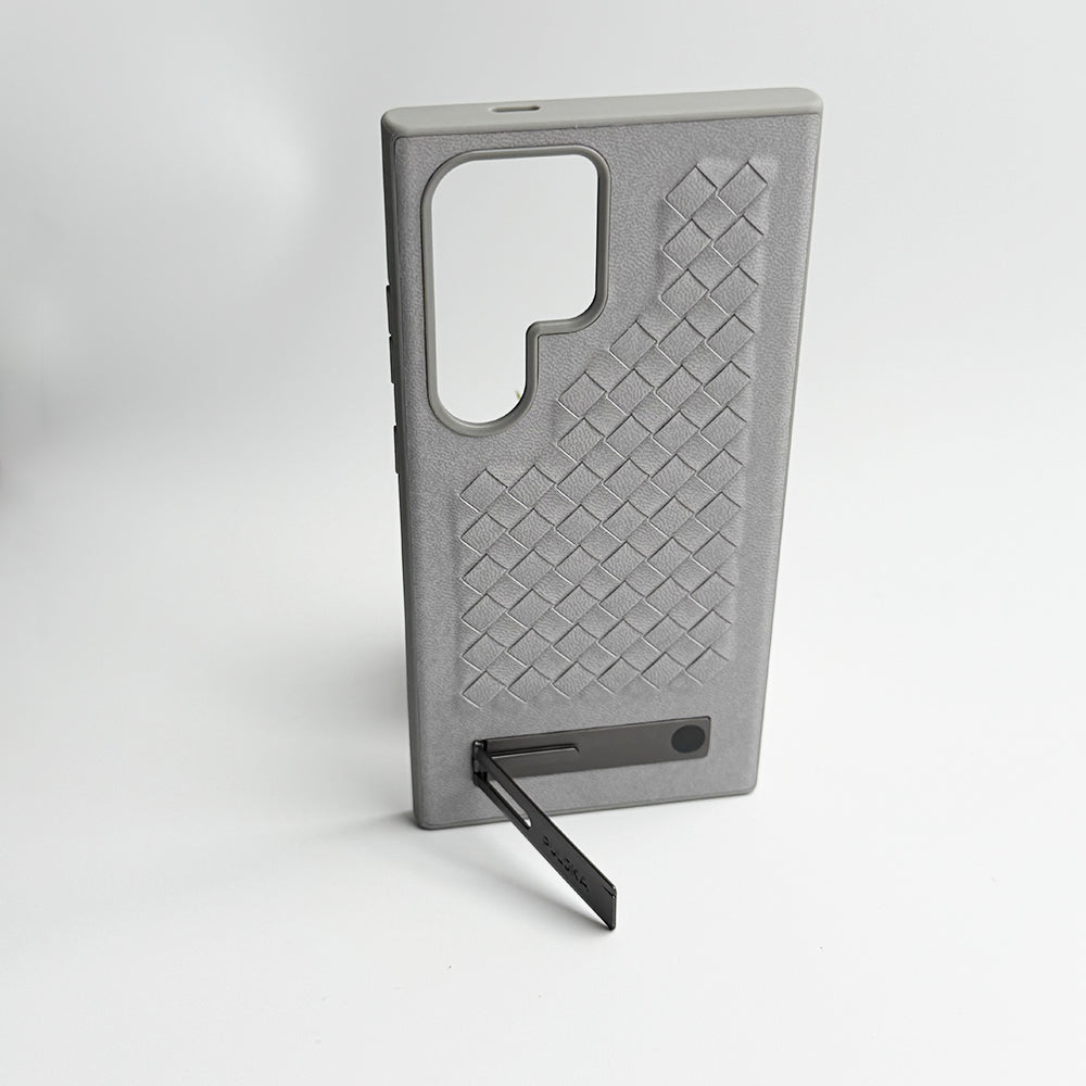 Samsung Galaxy Ultra Series Weave Leather with Metal Kickstand Slim Back Cover