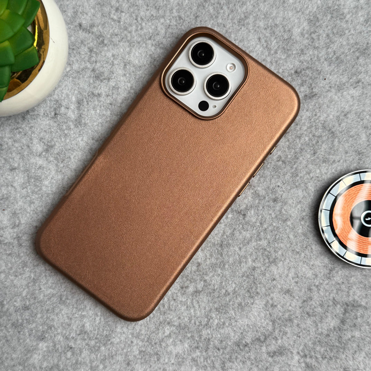 iPhone 16 Pro Luxury Classic PU Leather MagSafe Supported Case