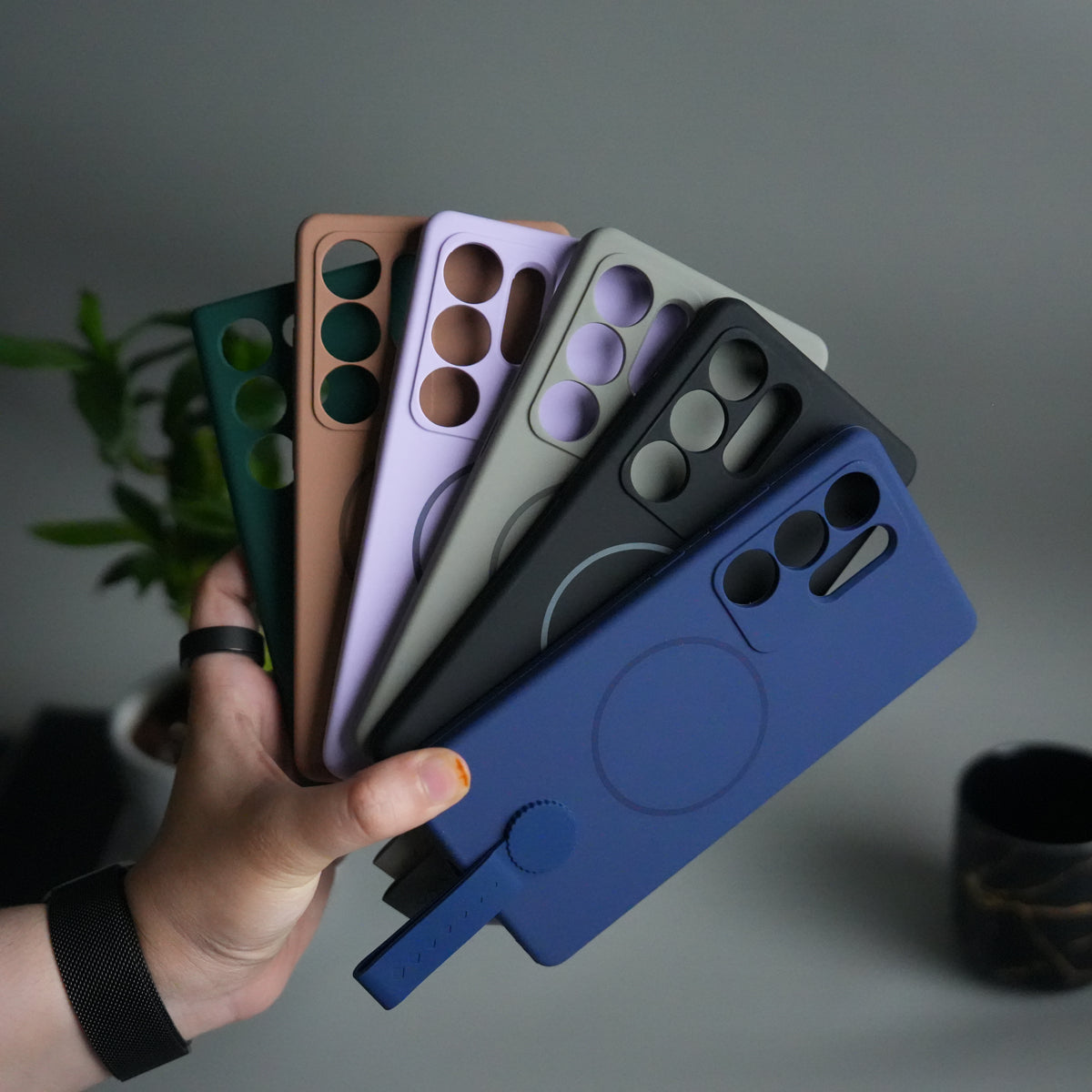 Galaxy S24 Ultra Silicone Case | Magnetic Ring | Silicone Grip Strap Cover