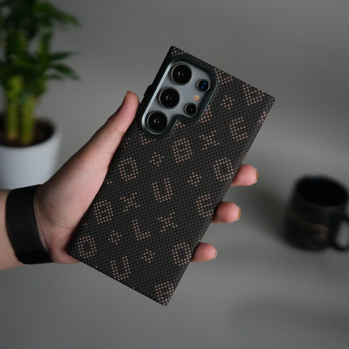 Galaxy S25 Ultra Aramid Fiber Case | Slim Magnetic Charging Ring Cover | Desert