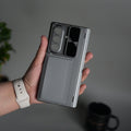 Galaxy Z Fold 7 Camera Shutter Case | Slim Hard Back Cover with Card Holder & Hinge Kickstand | Shockproof Protective Case