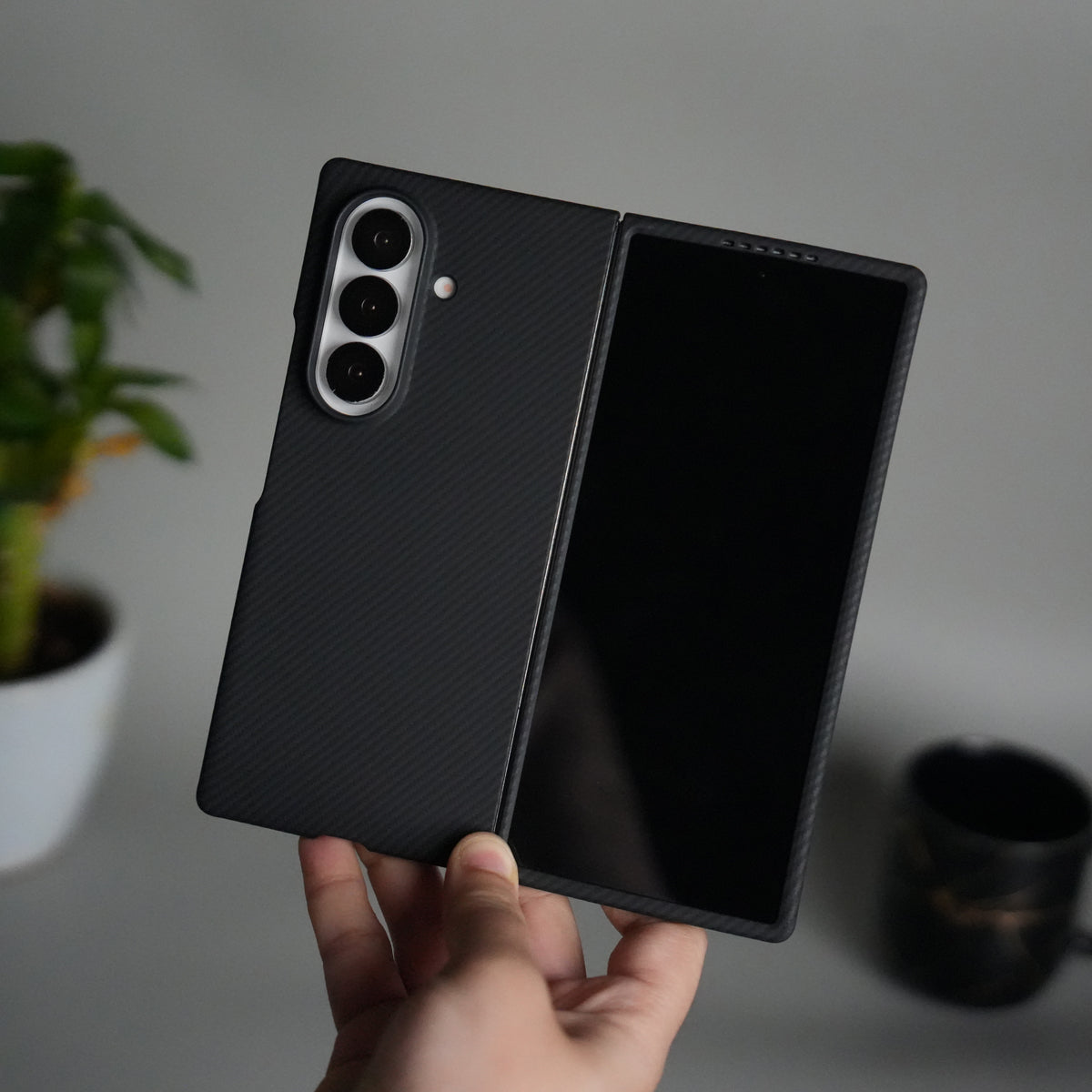 Galaxy Z Fold 7 Carbon Fiber Style Case | Ultra-Slim Matte Protective Back Cover | Premium Camera Ring Finish