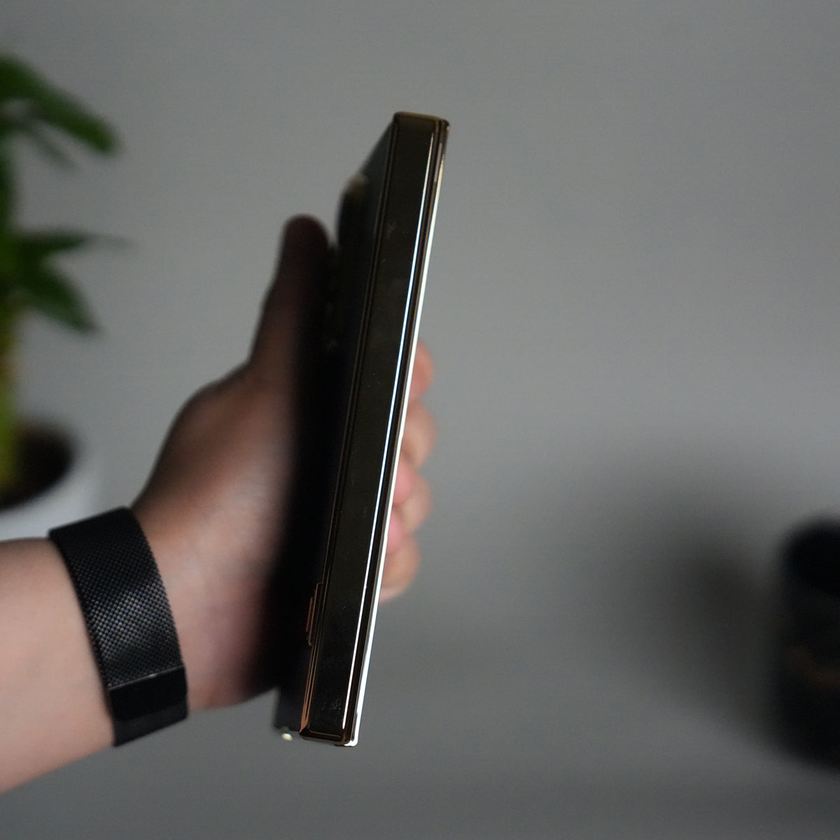 Galaxy Z Fold 7 PU Leather Case with Chrome-Plated Hinge & Kickstand Front Glass Cover | BLUE