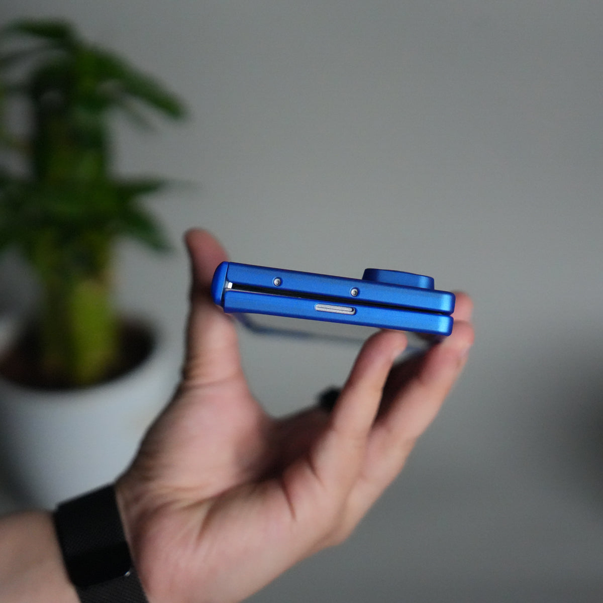 Galaxy Z Fold 7 PU Leather Kickstand Case with Front Glass | Hinge Protection | Slim Matte Hard Back Cover | BLUE