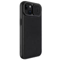 iPhone 15 Series Nillkin Qin Pro Plain Leather+Cloth Flip case Cover (Black)
