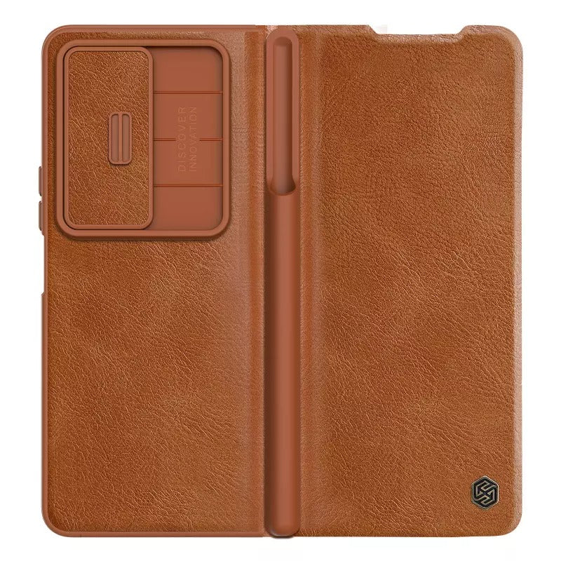 Nillkin Samsung Galaxy Z Fold 5 5G Qin Pro Leather Flip Cover ( Brown )