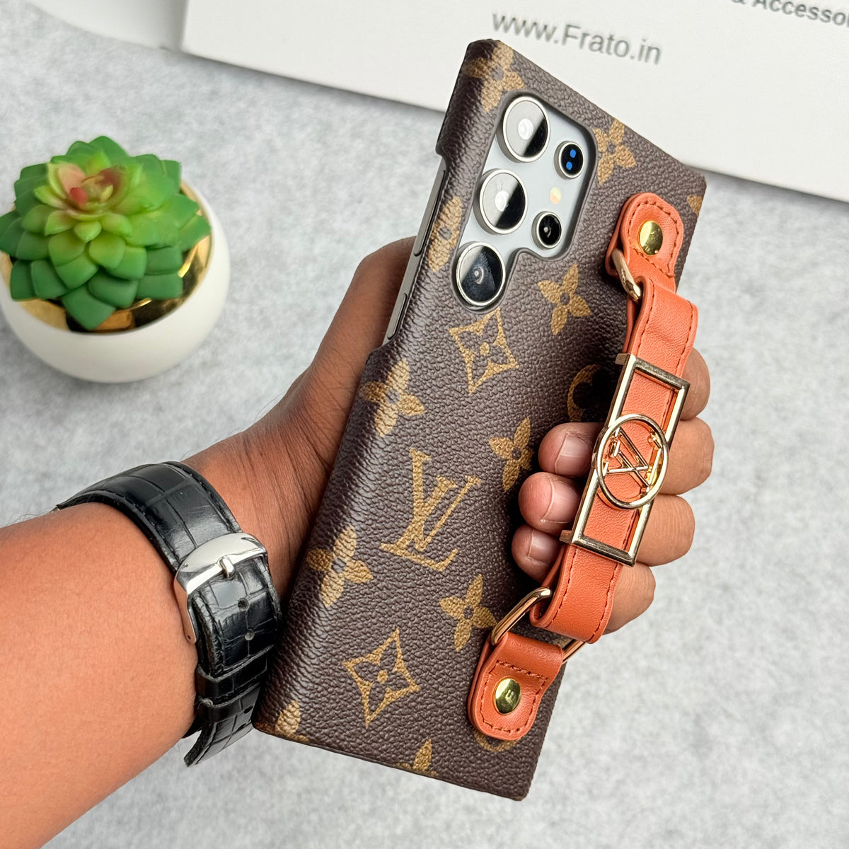 Samsung Galaxy S23 Ultra Luxury Brand Strap Holder Cover