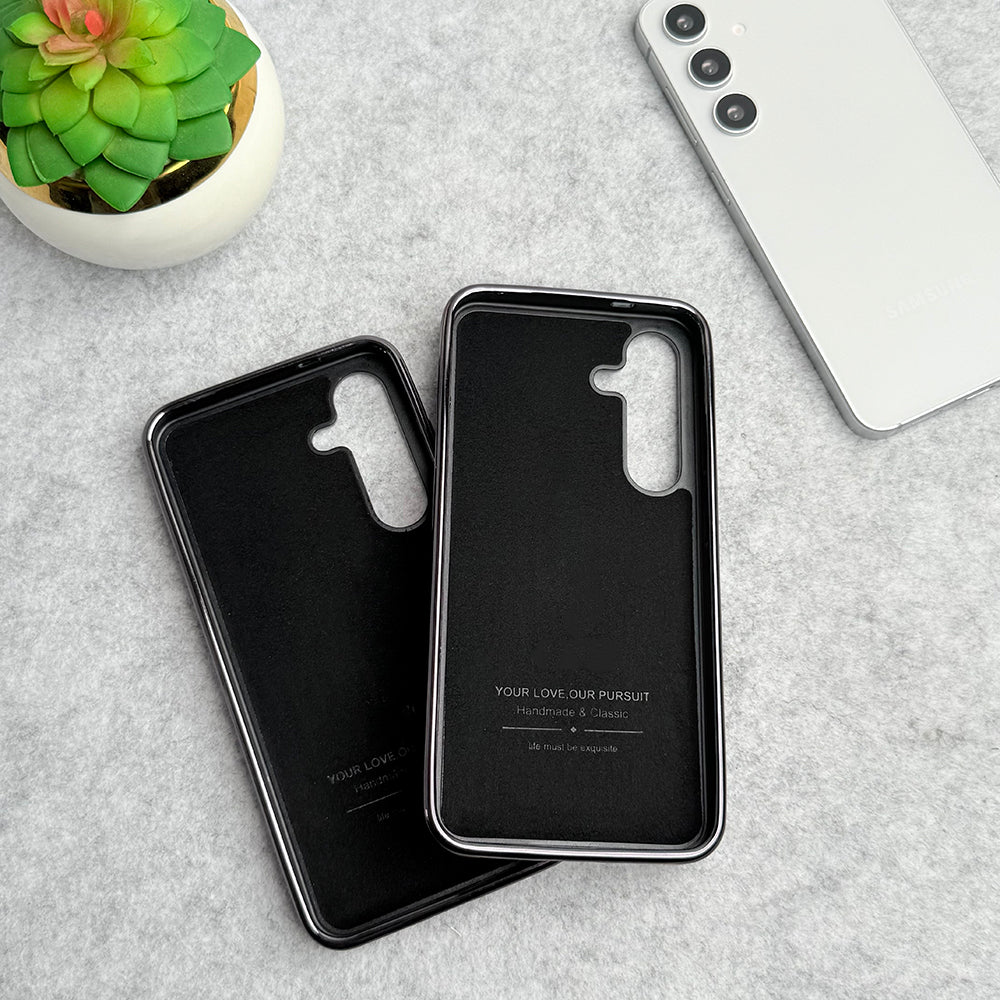 Samsung Galaxy S24 FE Textured Stripe PU Leather Side Chrome Case Cover