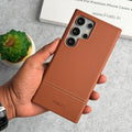Samsung Galaxy S24 Ultra Bottom Stitch PU Leather Case Cover