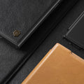 Samsung Galaxy S24 Ultra Camera Protection Nillkin Qin Prop Leather Flip Cover Brown