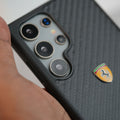 Samsung Galaxy S24 Ultra FR Sports Car Logo Carbon Fiber Texture Case Cover