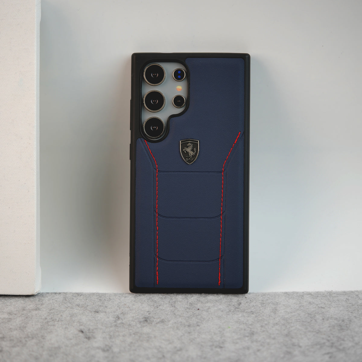 Samsung Galaxy S24 Ultra FR Stitched PU Leather Case Cover (Blue)