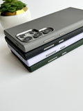 Samsung Galaxy S24 Ultra Leather Texture Design PVC Case With Metal Camera Bump