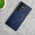 Samsung Galaxy S24 Ultra Metallic Textured Leather MagSafe Ring Case Cover