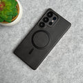 Samsung Galaxy S24 Ultra Metallic Textured Leather MagSafe Ring Case Cover