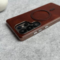 Samsung Galaxy S24 Ultra Metallic Textured Leather MagSafe Ring Case Cover