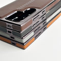 Samsung Galaxy S24 Ultra PU Leather Middle Stitch Side Chrome Case Cover
