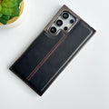 Samsung Galaxy S24 Ultra PU Leather Middle Stitch Side Chrome Case Cover