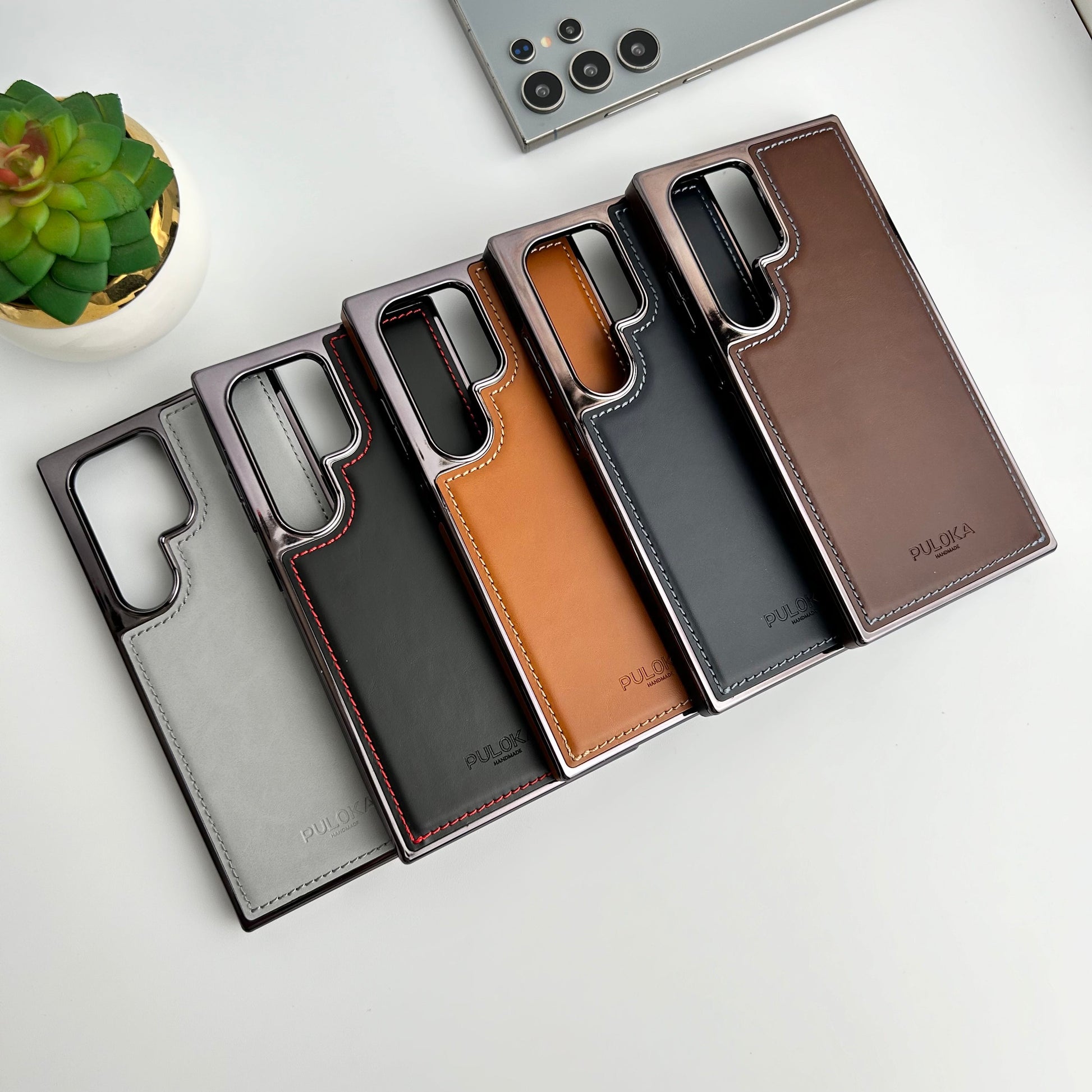 Samsung Galaxy S24 Ultra PU Leather Side Chrome Case Cover