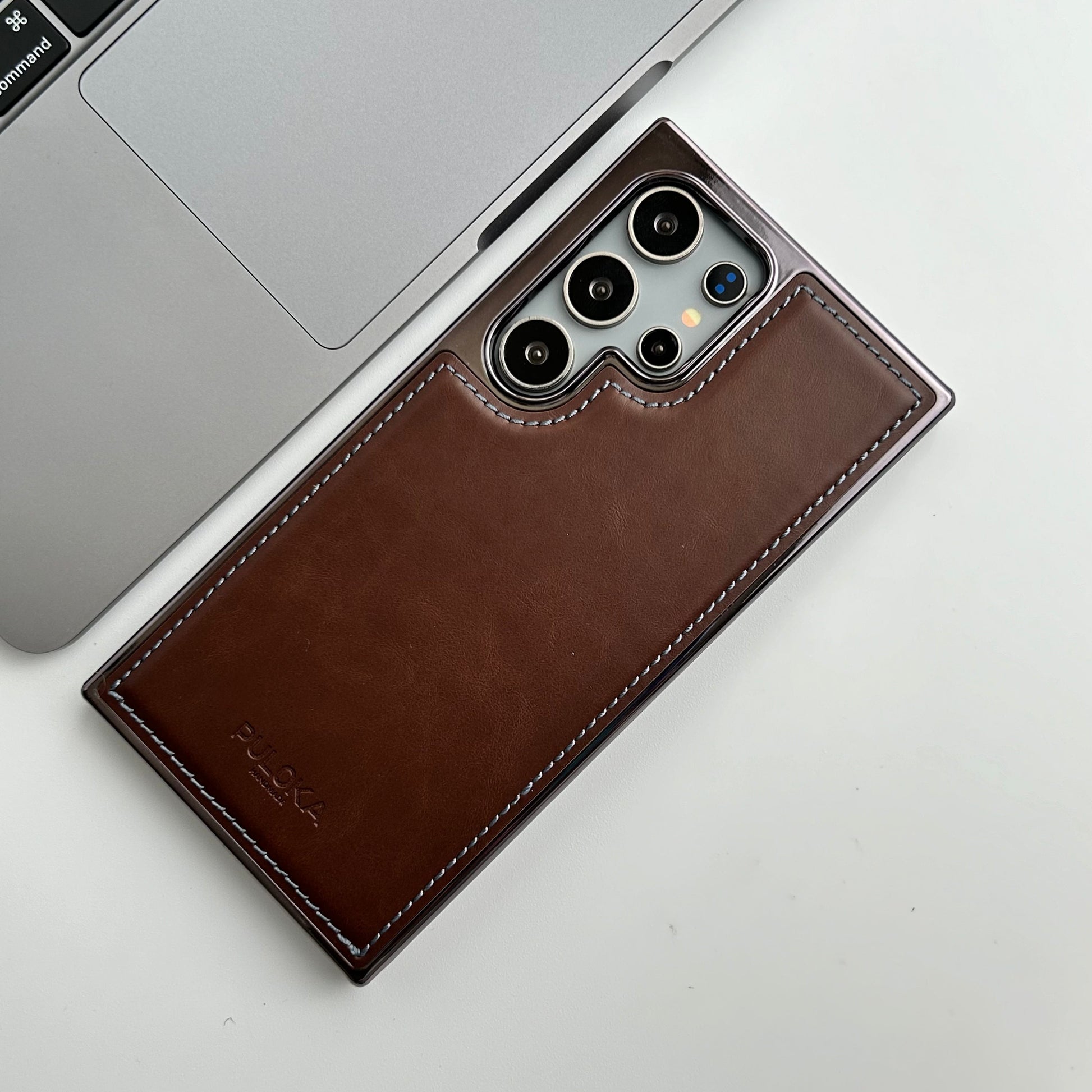 Samsung Galaxy S24 Ultra PU Leather Side Chrome Case Cover