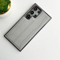 Samsung Galaxy S24 Ultra PU Leather Stitch Chrome Case Cover