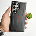 Samsung Galaxy S24 Ultra PU Leather Stitch Chrome Case Cover