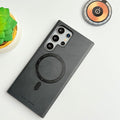 Samsung Galaxy S24 Ultra Premium PU Leather Metal MagSafe Ring Case