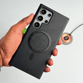 Samsung Galaxy S24 Ultra Premium PU Leather Metal MagSafe Ring Case