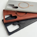 Samsung Galaxy S24 Ultra Premium PU Leather Metal MagSafe Ring Case