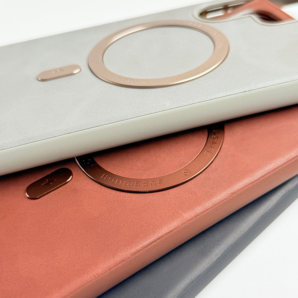 Samsung Galaxy S24 Ultra Premium PU Leather Metal MagSafe Ring Case