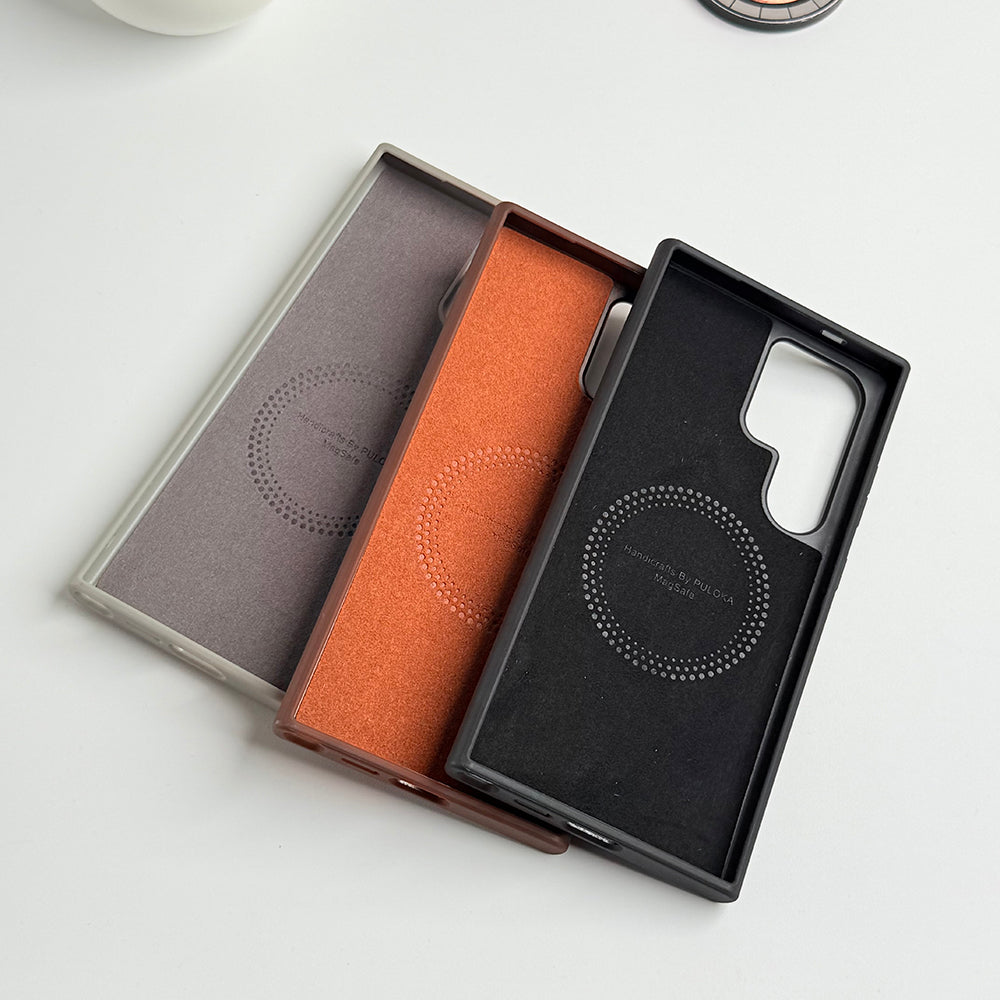 Samsung Galaxy S24 Ultra Premium PU Leather Metal MagSafe Ring Case