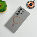 Samsung Galaxy S24 Ultra Premium PU Leather Metal MagSafe Ring Case