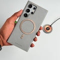 Samsung Galaxy S24 Ultra Premium PU Leather Metal MagSafe Ring Case