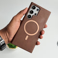 Samsung Galaxy S24 Ultra Premium PU Leather Metal MagSafe Ring Cover