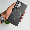 Samsung Galaxy S24 Ultra Premium PU Leather Metal MagSafe Ring Cover