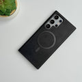 Samsung Galaxy S24 Ultra Premium PU Leather Metal MagSafe Ring Cover