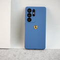 Samsung Galaxy S24 Ultra Sports Car Logo Liquid Silicone Case Cover ( Blue )