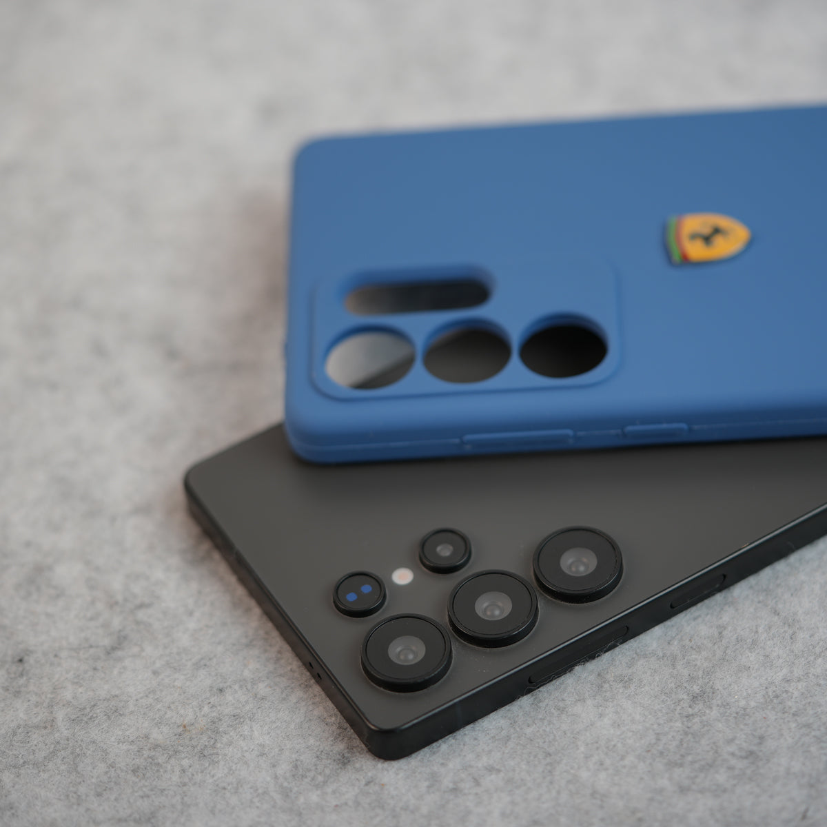 Samsung Galaxy S24 Ultra Sports Car Logo Liquid Silicone Case Cover ( Blue )