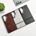 Samsung Galaxy S24 Ultra Textured Stripe PU Leather Side Chrome Case Cover