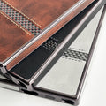 Samsung Galaxy S24 Ultra Textured Stripe PU Leather Side Chrome Case Cover