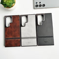 Samsung Galaxy S24 Ultra Textured Stripe PU Leather Side Chrome Case Cover