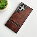 Samsung Galaxy S24 Ultra Textured Stripe PU Leather Side Chrome Case Cover