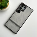 Samsung Galaxy S24 Ultra Textured Stripe PU Leather Side Chrome Case Cover