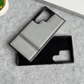 Samsung Galaxy S24 Ultra Textured Stripe PU Leather Side Chrome Cover