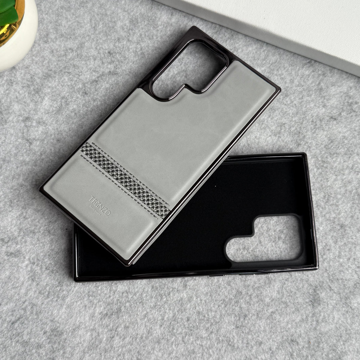 Samsung Galaxy S24 Ultra Textured Stripe PU Leather Side Chrome Cover