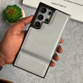 Samsung Galaxy S24 Ultra Textured Stripe PU Leather Side Chrome Cover