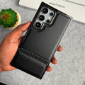 Samsung Galaxy S24 Ultra Textured Stripe PU Leather Side Chrome Cover