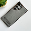 Samsung Galaxy S24 Ultra Textured Stripe Stand PU Leather Side Chrome Case Cover